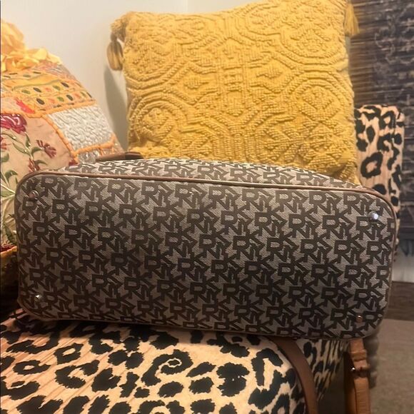 DKNY Brown and Tan Logo Satchel - Picture 8 of 13